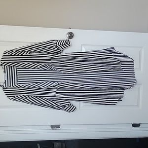 Black and white stripe summer overcoat